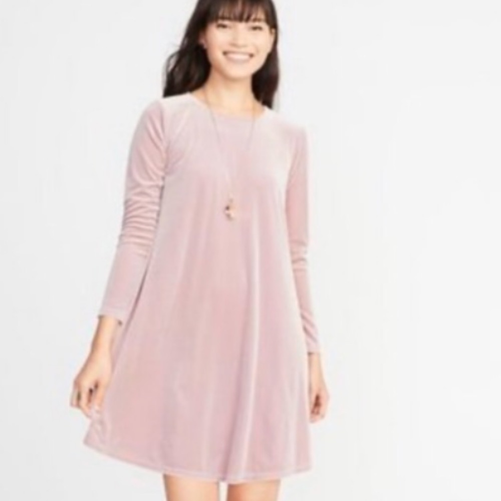 Pink velvet swing dress